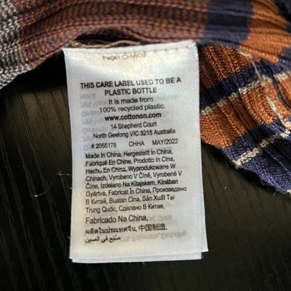 COTTON ON Orange Blue Striped Sleeveless Turtleneck Knit Sweater Top Size Medium - Picture 12 of 13